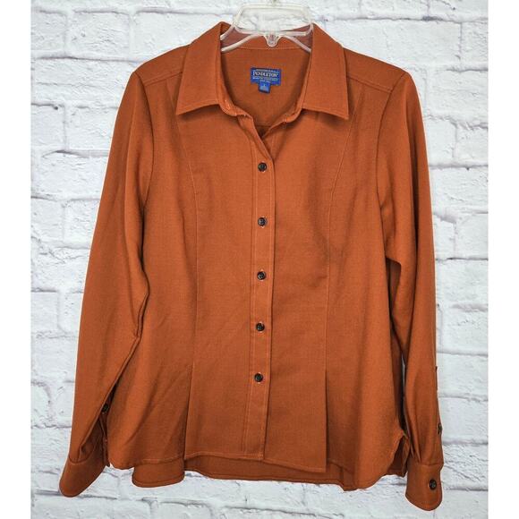 Pendleton vintage virgin wool women's button up large winter fall color rust - Picture 3 of 8